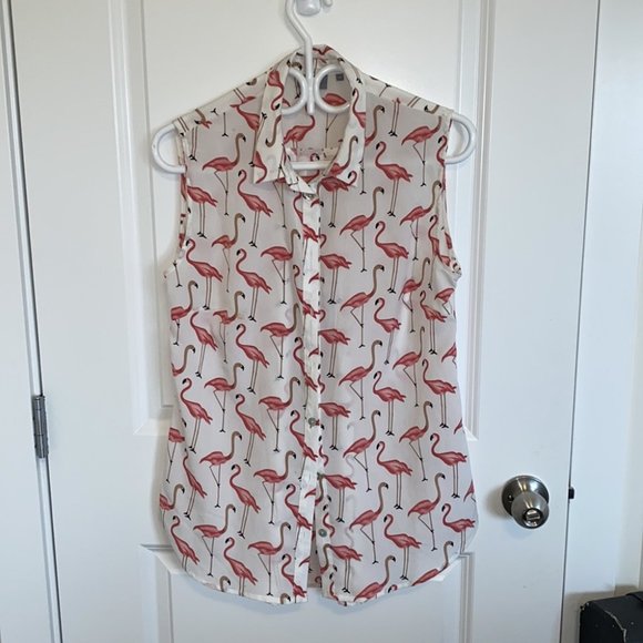 B. Young Flamingo Print Sleeveless Blouse - Picture 2 of 7